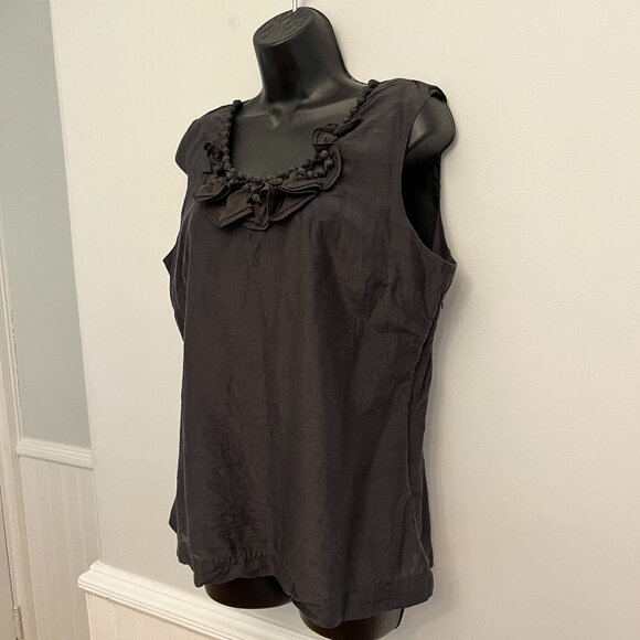 Banana Republic Black Silk Blend Tailored Blouse, Size 14 - Picture 5 of 12